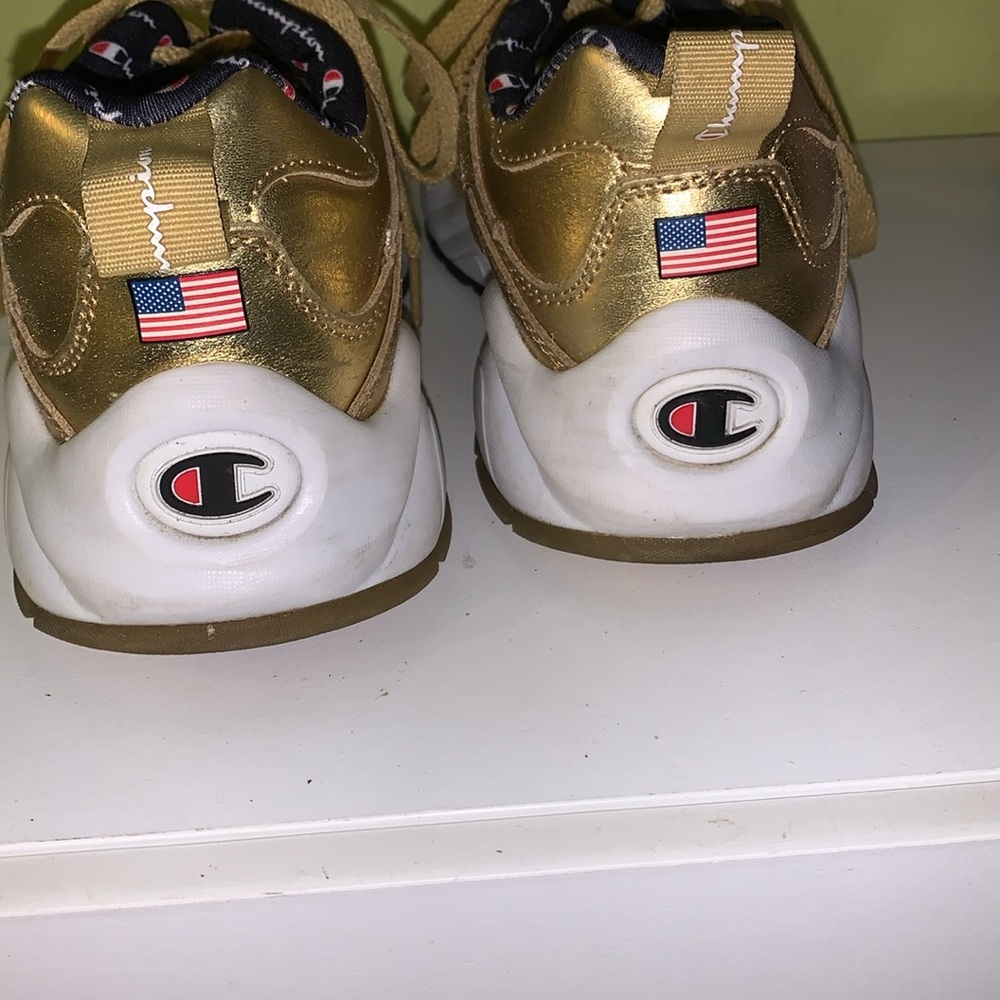 Champion gold leather sneakers 8 woman 6.5 youth - Picture 7 of 10